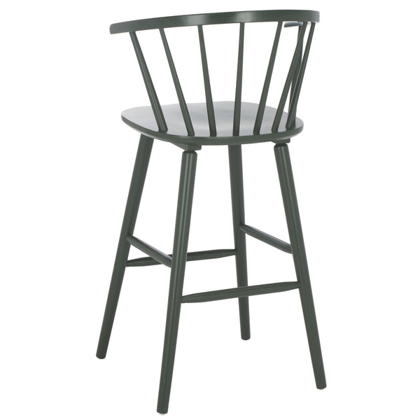 Safavieh Blanchard Bar Stool Set Of 2 - Elegant Antique-inspired Design In Sustainable Rubber Wood Finish Garden Green Wood Bst8507j-set2