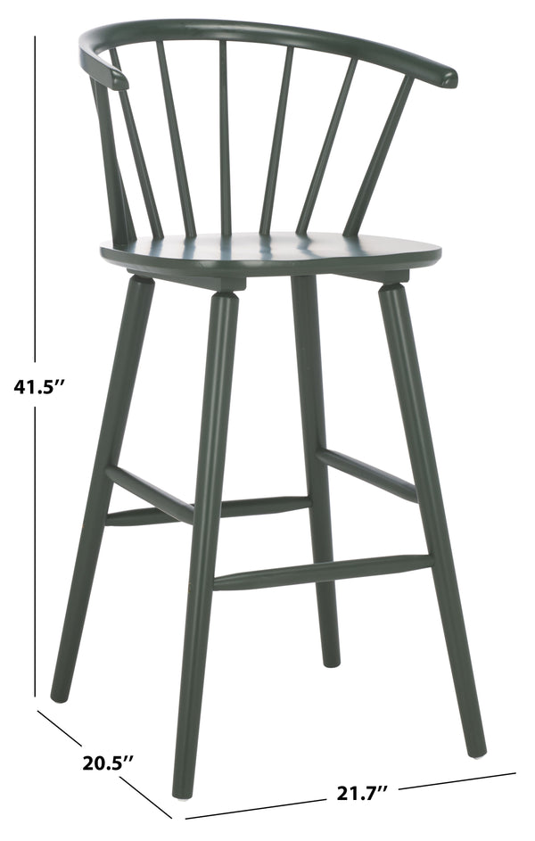 Safavieh Blanchard Bar Stool Set Of 2 - Elegant Antique-inspired Design In Sustainable Rubber Wood Finish Garden Green Wood Bst8507j-set2