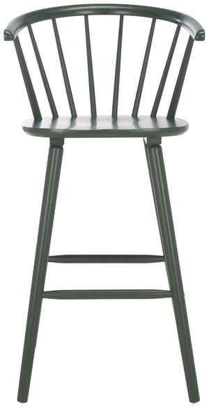 Safavieh Blanchard Bar Stool Set Of 2 - Elegant Antique-inspired Design In Sustainable Rubber Wood Finish Garden Green Wood Bst8507j-set2