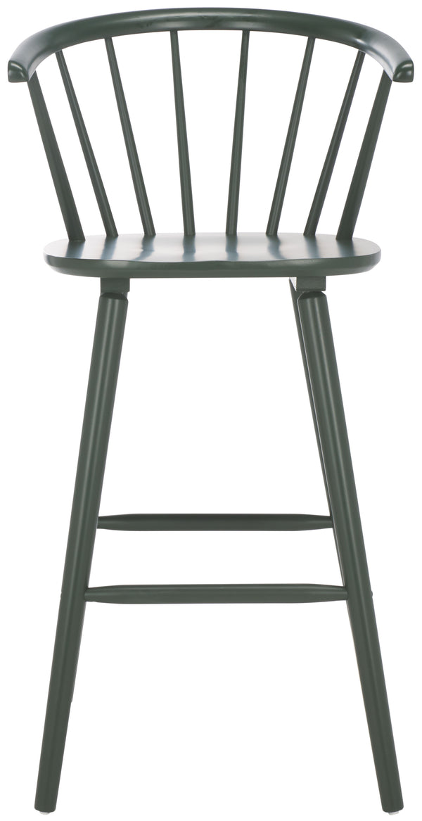 Safavieh Blanchard Bar Stool Set Of 2 - Elegant Antique-inspired Design In Sustainable Rubber Wood Finish Garden Green Wood Bst8507j-set2