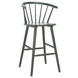 Safavieh Blanchard Bar Stool Set Of 2 - Elegant Antique-inspired Design In Sustainable Rubber Wood Finish Garden Green Wood Bst8507j-set2