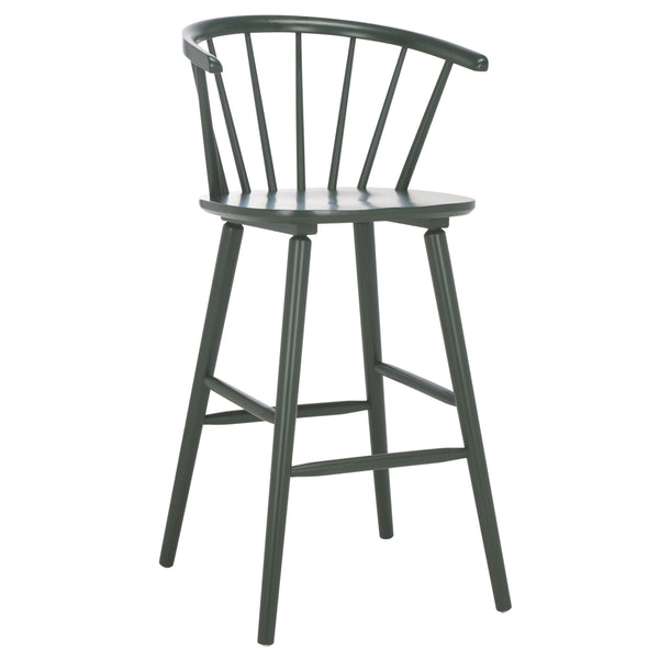 Safavieh Blanchard Bar Stool Set Of 2 - Elegant Antique-inspired Design In Sustainable Rubber Wood Finish Garden Green Wood Bst8507j-set2