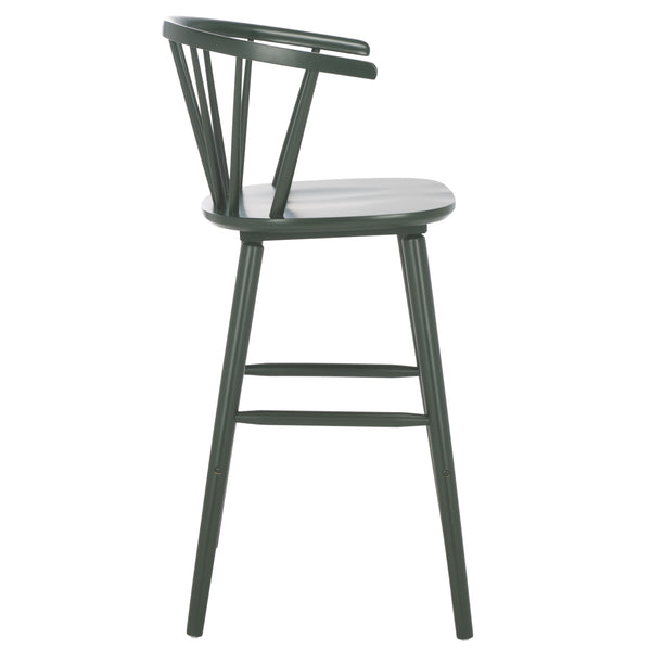 Safavieh Blanchard Bar Stool Set Of 2 - Elegant Antique-inspired Design In Sustainable Rubber Wood Finish Garden Green Wood Bst8507j-set2