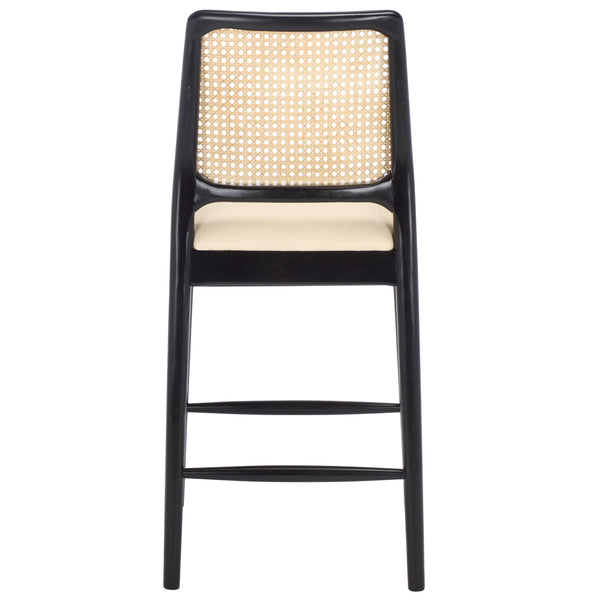 Safavieh Reinhardt Rattan Counter Stool - Elegant Cream Boucle & Black Design For Stylish Comfort & Versatility White ,Black Wood,Rattan,Fabric,Foam Bst8800a