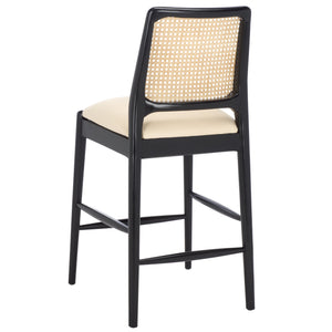 Safavieh Reinhardt Rattan Counter Stool - Elegant Cream Boucle & Black Design For Stylish Comfort & Versatility White ,Black Wood,Rattan,Fabric,Foam Bst8800a