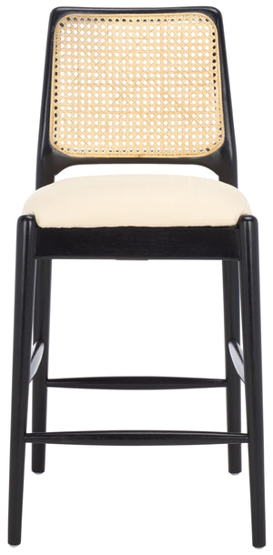 Safavieh Reinhardt Rattan Counter Stool - Elegant Cream Boucle & Black Design For Stylish Comfort & Versatility White ,Black Wood,Rattan,Fabric,Foam Bst8800a