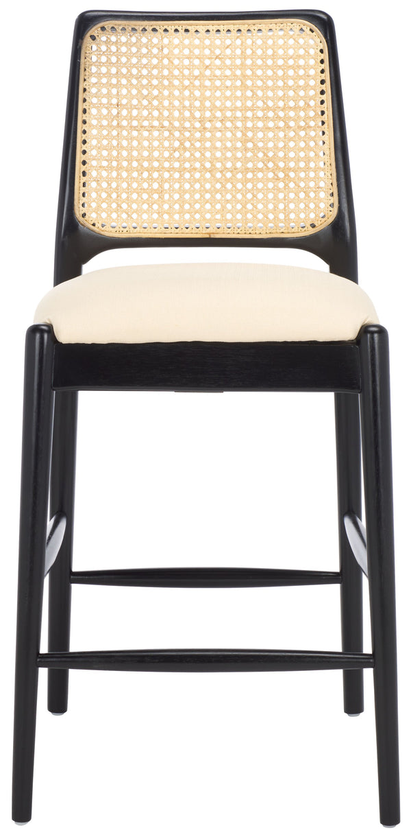 Safavieh Reinhardt Rattan Counter Stool - Elegant Cream Boucle & Black Design For Stylish Comfort & Versatility White ,Black Wood,Rattan,Fabric,Foam Bst8800a