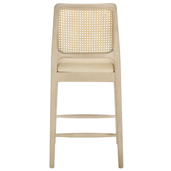 Safavieh Reinhardt Rattan Counter Stool - Handcrafted Comfort With Boucle Upholstery For Modern Spaces White / Ivory BST8800B