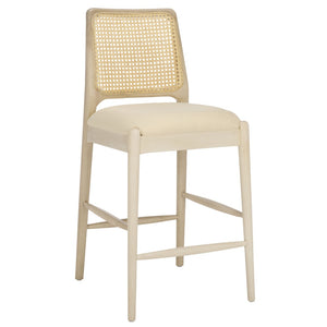 Safavieh Reinhardt Rattan Counter Stool - Handcrafted Comfort With Boucle Upholstery For Modern Spaces White / Ivory BST8800B