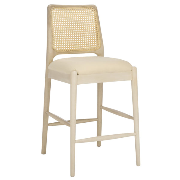 Safavieh Reinhardt Rattan Counter Stool - Handcrafted Comfort With Boucle Upholstery For Modern Spaces White / Ivory BST8800B