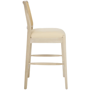 Safavieh Reinhardt Rattan Counter Stool - Handcrafted Comfort With Boucle Upholstery For Modern Spaces White / Ivory BST8800B