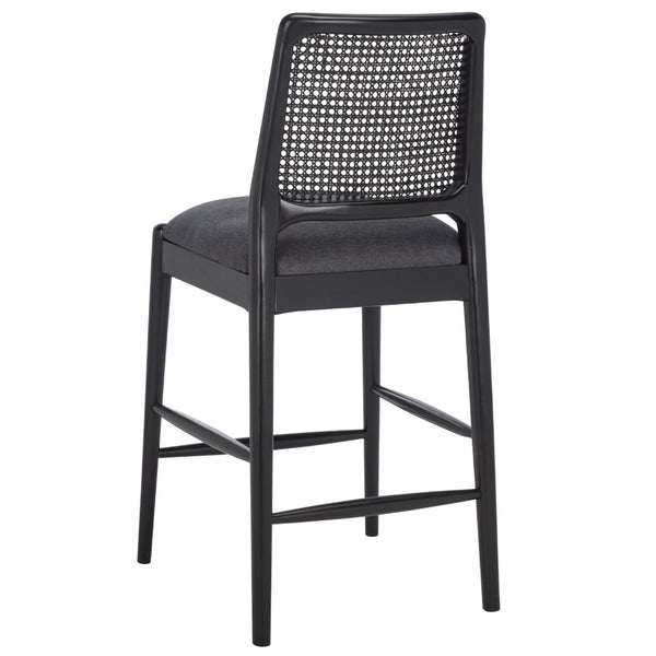 Safavieh Reinhardt Rattan Counter Stool - Handcrafted Comfort With Boucle Upholstery For Modern Spaces Grey / Black BST8800C