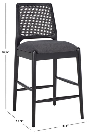 Safavieh Reinhardt Rattan Counter Stool - Handcrafted Comfort With Boucle Upholstery For Modern Spaces Grey / Black BST8800C