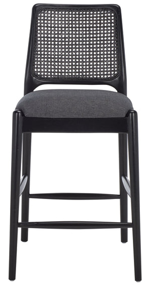 Safavieh Reinhardt Rattan Counter Stool - Handcrafted Comfort With Boucle Upholstery For Modern Spaces Grey / Black BST8800C