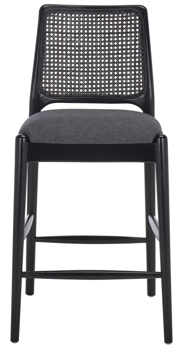 Safavieh Reinhardt Rattan Counter Stool - Handcrafted Comfort With Boucle Upholstery For Modern Spaces Grey / Black BST8800C