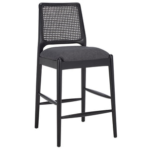 Safavieh Reinhardt Rattan Counter Stool - Handcrafted Comfort With Boucle Upholstery For Modern Spaces Grey / Black BST8800C