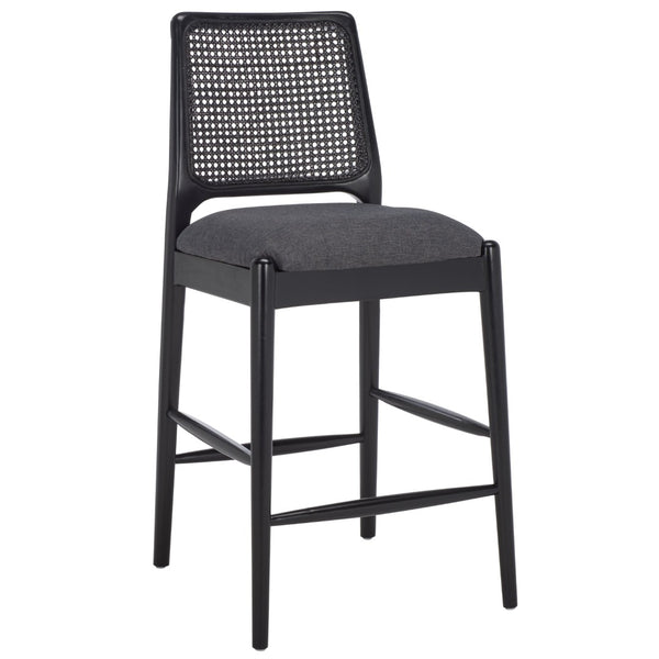 Safavieh Reinhardt Rattan Counter Stool - Handcrafted Comfort With Boucle Upholstery For Modern Spaces Grey / Black BST8800C