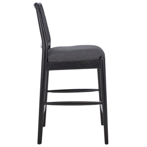 Safavieh Reinhardt Rattan Counter Stool - Handcrafted Comfort With Boucle Upholstery For Modern Spaces Grey / Black BST8800C