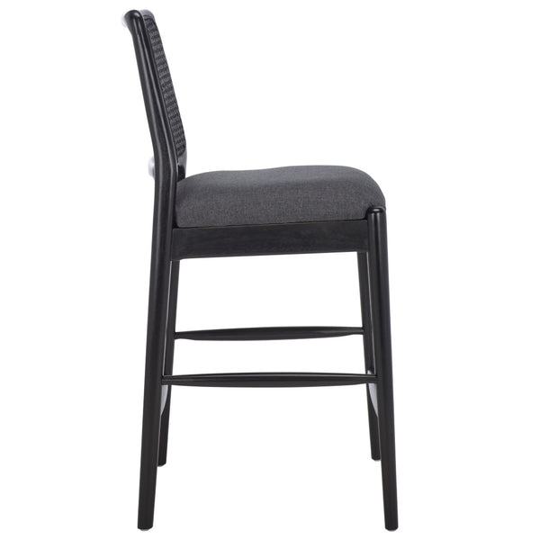 Safavieh Reinhardt Rattan Counter Stool - Handcrafted Comfort With Boucle Upholstery For Modern Spaces Grey / Black BST8800C