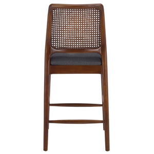 Safavieh Reinhardt Rattan Counter Stool - Handcrafted Comfort With Boucle Upholstery For Modern Spaces Grey / Walnut BST8800D