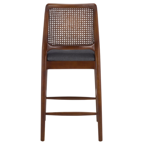Safavieh Reinhardt Rattan Counter Stool - Handcrafted Comfort With Boucle Upholstery For Modern Spaces Grey / Walnut BST8800D