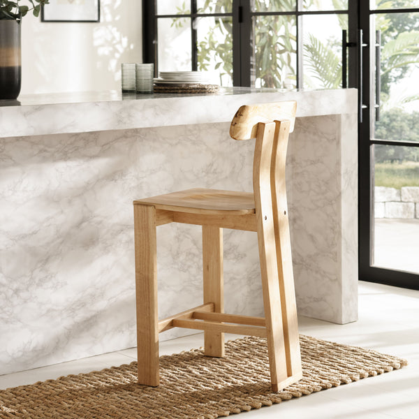 Safavieh Cayde Wood Counter Stool - Elegant Cream Boucle Seat With Durable Walnut Base For Modern Spaces Light Blonde , Wood Bst8801b