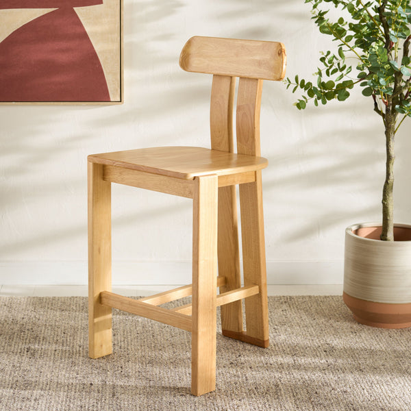 Safavieh Cayde Wood Counter Stool - Elegant Cream Boucle Seat With Durable Walnut Base For Modern Spaces Light Blonde , Wood Bst8801b