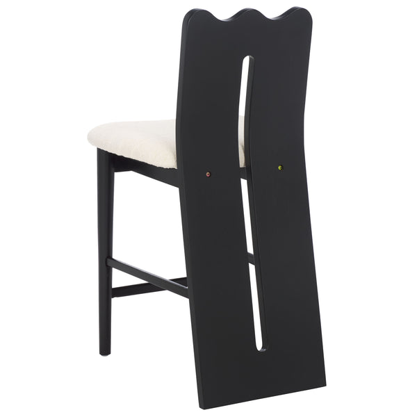 Safavieh Kieran Counter Stool - Luxurious Cream Boucle With Elegant Black Frame For Ultimate Comfort & Style Creme ,Black Wood,Fabric,Foam Bst8803a