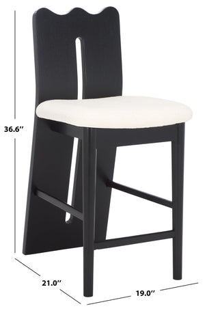 Safavieh Kieran Counter Stool - Luxurious Cream Boucle With Elegant Black Frame For Ultimate Comfort & Style Creme ,Black Wood,Fabric,Foam Bst8803a