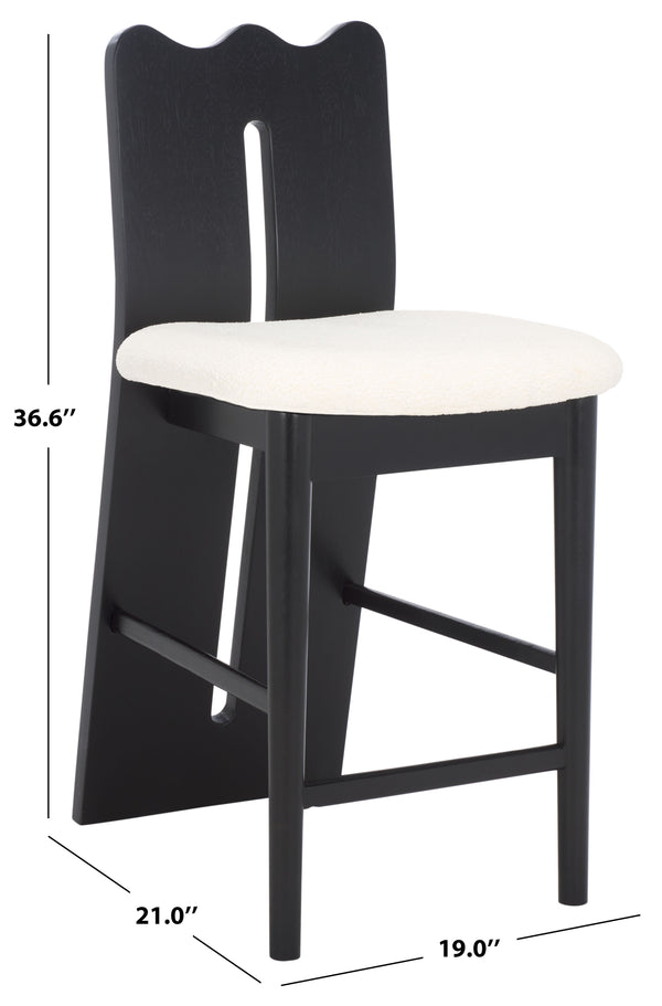 Safavieh Kieran Counter Stool - Luxurious Cream Boucle With Elegant Black Frame For Ultimate Comfort & Style Creme ,Black Wood,Fabric,Foam Bst8803a