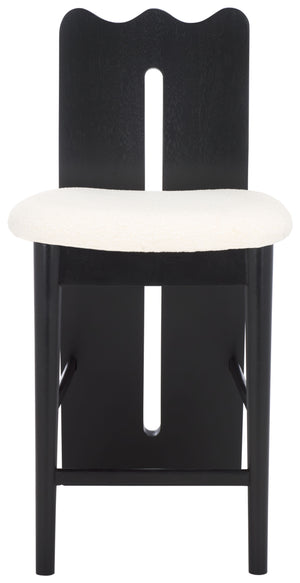 Safavieh Kieran Counter Stool - Luxurious Cream Boucle With Elegant Black Frame For Ultimate Comfort & Style Creme ,Black Wood,Fabric,Foam Bst8803a