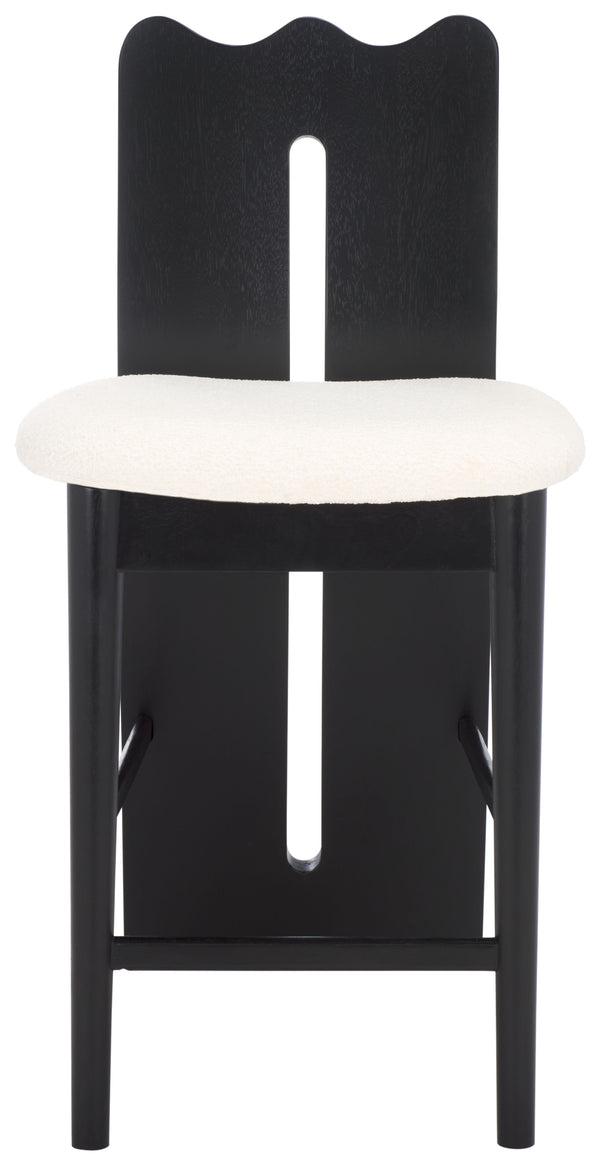 Safavieh Kieran Counter Stool - Luxurious Cream Boucle With Elegant Black Frame For Ultimate Comfort & Style Creme ,Black Wood,Fabric,Foam Bst8803a