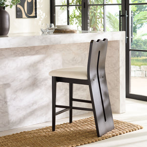 Safavieh Kieran Counter Stool - Luxurious Cream Boucle With Elegant Black Frame For Ultimate Comfort & Style Creme ,Black Wood,Fabric,Foam Bst8803a