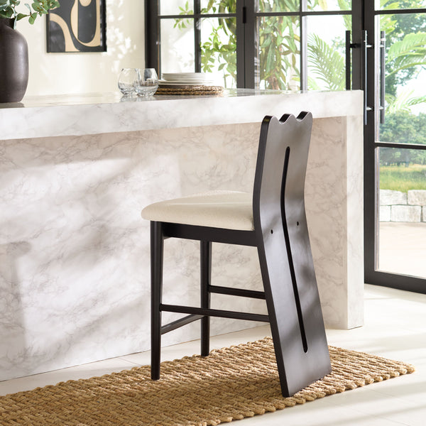 Safavieh Kieran Counter Stool - Luxurious Cream Boucle With Elegant Black Frame For Ultimate Comfort & Style Creme ,Black Wood,Fabric,Foam Bst8803a