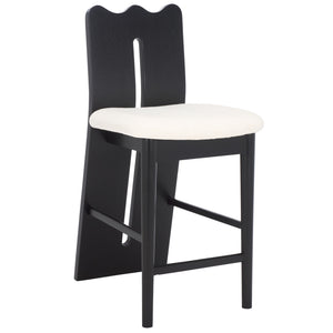 Safavieh Kieran Counter Stool - Luxurious Cream Boucle With Elegant Black Frame For Ultimate Comfort & Style Creme ,Black Wood,Fabric,Foam Bst8803a