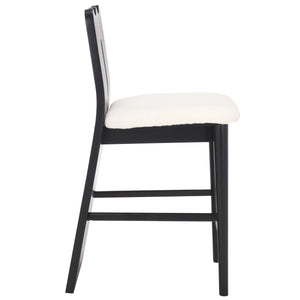 Safavieh Kieran Counter Stool - Luxurious Cream Boucle With Elegant Black Frame For Ultimate Comfort & Style Creme ,Black Wood,Fabric,Foam Bst8803a