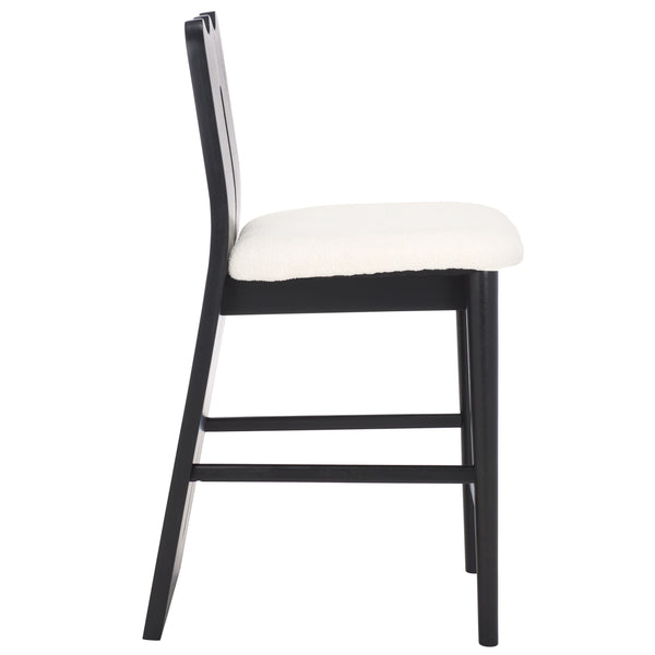 Safavieh Kieran Counter Stool - Luxurious Cream Boucle With Elegant Black Frame For Ultimate Comfort & Style Creme ,Black Wood,Fabric,Foam Bst8803a