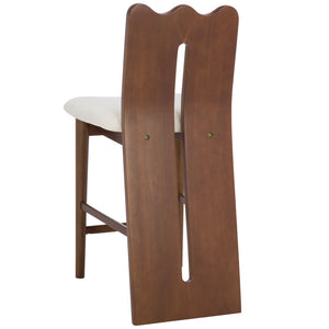 Safavieh Kieran Counter Stool - Modern Comfort With Timeless Style For Your Kitchen Or Bar Area Decor Cream Boucle / Walnut BST8803B