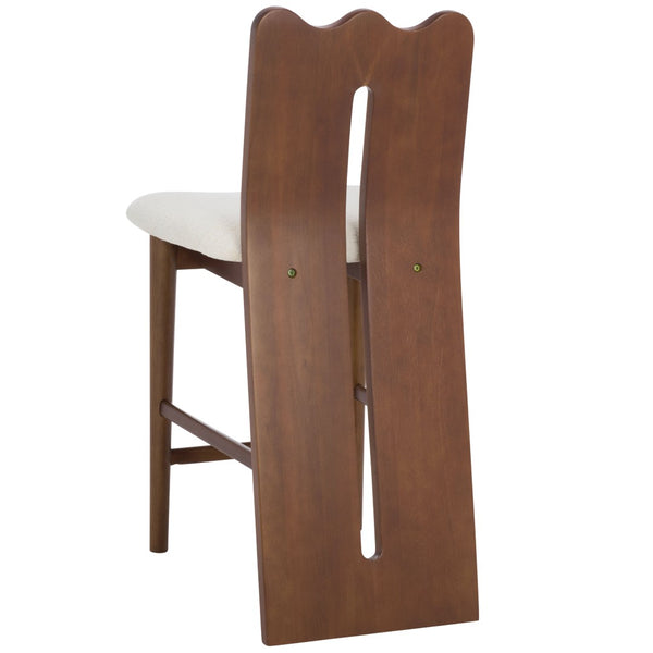 Safavieh Kieran Counter Stool - Modern Comfort With Timeless Style For Your Kitchen Or Bar Area Decor Cream Boucle / Walnut BST8803B