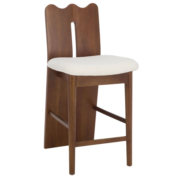 Safavieh Kieran Counter Stool - Modern Comfort With Timeless Style For Your Kitchen Or Bar Area Decor Cream Boucle / Walnut BST8803B