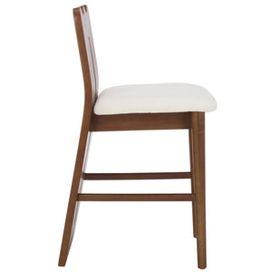 Safavieh Kieran Counter Stool - Modern Comfort With Timeless Style For Your Kitchen Or Bar Area Decor Cream Boucle / Walnut BST8803B