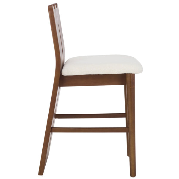Safavieh Kieran Counter Stool - Modern Comfort With Timeless Style For Your Kitchen Or Bar Area Decor Cream Boucle / Walnut BST8803B