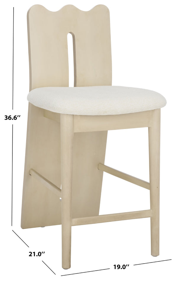 Safavieh Kieran Counter Stool - Modern Comfort With Timeless Style For Your Kitchen Or Bar Area Decor Cream Boucle / Ivory BST8803C
