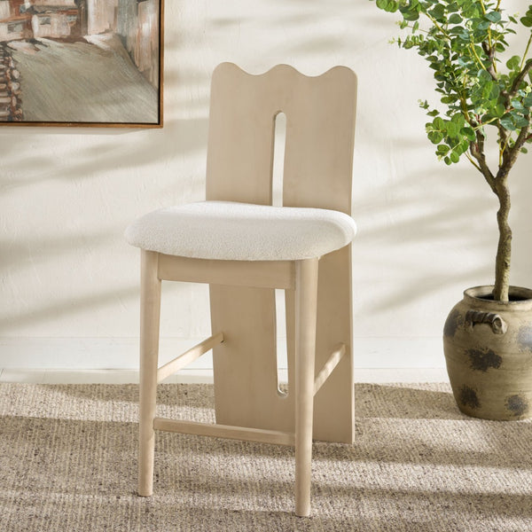 Safavieh Kieran Counter Stool - Modern Comfort With Timeless Style For Your Kitchen Or Bar Area Decor Cream Boucle / Ivory BST8803C