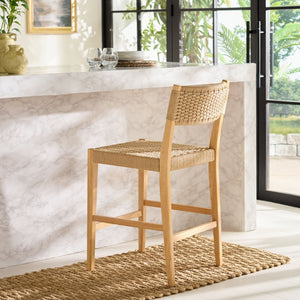 Safavieh Dutton Woven Counter Stool - Modern Rubberwood Design With Handwoven Seat For Stylish Comfort Natural Seat / Natural Frame BST9200A