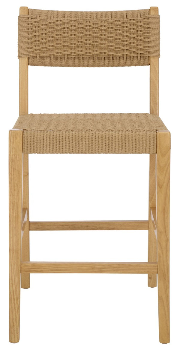 Safavieh Dutton Woven Rattan Counter Stool Natural Finish for Kitchen Islands and Breakfast Bars BST9200A