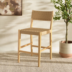 Safavieh Dutton Woven Rattan Counter Stool Natural Finish for Kitchen Islands and Breakfast Bars BST9200A