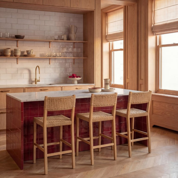 Safavieh Dutton Woven Rattan Counter Stool Natural Finish for Kitchen Islands and Breakfast Bars BST9200A