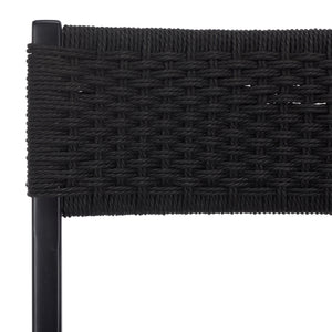 Safavieh Dutton Woven Counter Stool - Stylish Natural Frame With Intricate Woven Paper Cord Design Black ,Black Wood,Paper Cord Bst9200d