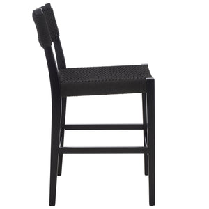 Safavieh Dutton Woven Counter Stool - Stylish Natural Frame With Intricate Woven Paper Cord Design Black ,Black Wood,Paper Cord Bst9200d